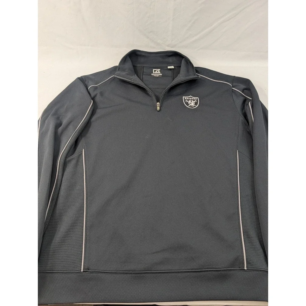 Cutter & Buck Mens XL Las‎ Vegas Raiders Black Performance Drytec Quarter Zip